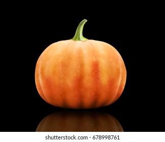 A festive pumpkin stands on the background. Vector