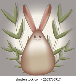 Festive rabbit. Easter. Celebration. Eggs. Twigs. Rabbit in the form of an Easter egg Big cute rabbit