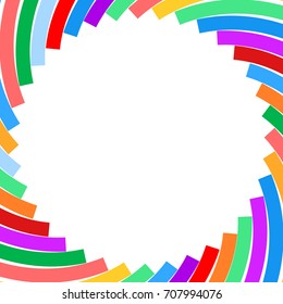 Festive rainbow circle frame from colorful ribbons.