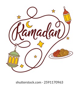 Festive Ramadan Greeting with Lanterns and Treats