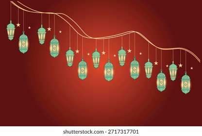Fondo colgante de linternas de Ramadán festivo