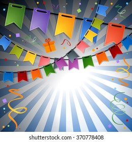 festive rays background with flags. EPS 10