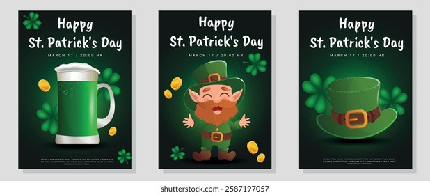 Festive Realistic Posters for St. Patrick’s Day.