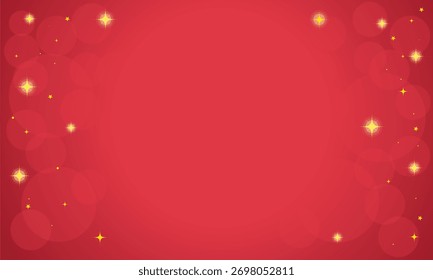 Fundo vermelho festivo com brilhos dourados e luzes Bokeh