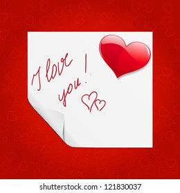 Festive red background and sheet of paper