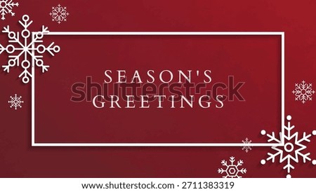 Festive red background with snowflakes. Season's Greetings text. Elegant holiday design with snowflakes. Perfect for Christmas cards and holiday greetings. Winter editable template vector.