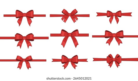Festive Red Bows Set A Delightful Collection of Decorative Elements for Special Occasions