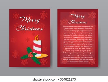 Festive Red Christmas Brochure , Greeting Card , Template. Vector Illustration EPS10