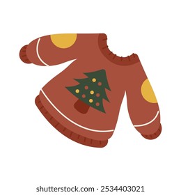 Festive Red Christmas Sweater Illustration