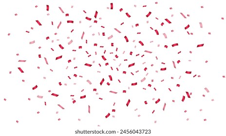 Festive red confetti decoration. Falling confetti celebration element. Vector illustration