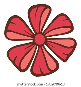 Festive red flower bow icon. Hand drawn illustration of festive red flower bow vector icon for web design