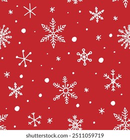 Festive red geometric Christmas patterns with stars and snowflakes