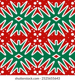 Festive Red and Green Seamless Pattern for Christmas-Themed Wallpaper, Gift Wrapping Paper, and Holiday Decor