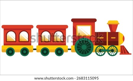 festive red holiday toy train vector art isolated white