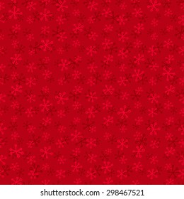 Festive red seamless pattern with snowflakes