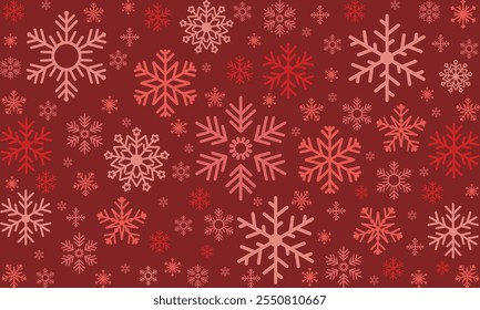 Festive red snowflake pattern, vector illustration.
