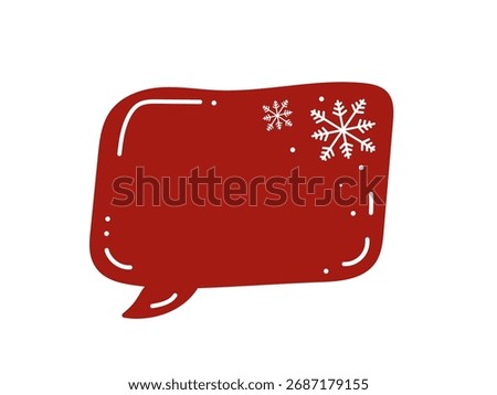 A festive red speech bubble, decorated with delicate snowflakes for warm winter greetings, holiday stories, or merry Christmas cheer.