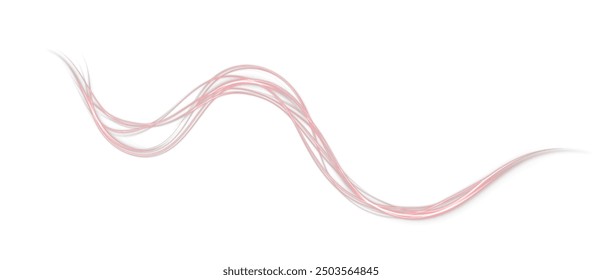Festive red stripe on white background. red curl twirl for the holidays. red colored curve rope. Vector png twirl, line, curve, rope, stripe design element.	