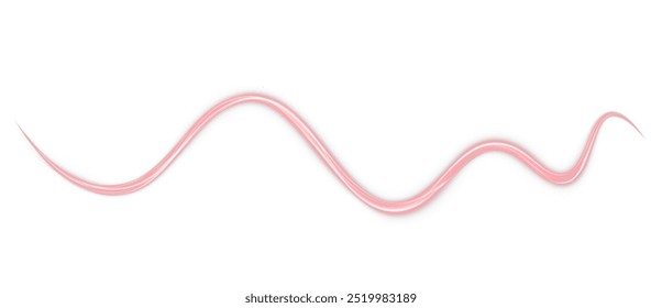 Festive red stripe on white background. red curl twirl for the holidays. red colored curve rope. Vector png twirl, line, curve, rope, stripe design element.	