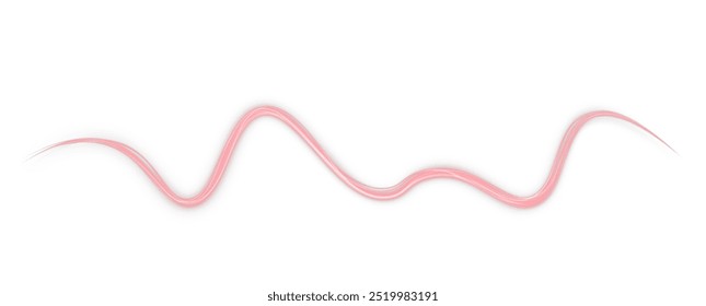Festive red stripe on white background. red curl twirl for the holidays. red colored curve rope. Vector png twirl, line, curve, rope, stripe design element.	