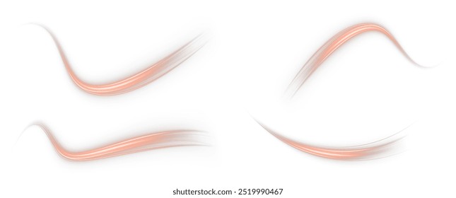 Festive red stripe on white background. red curl twirl for the holidays. orange colored curve rope. Vector png twirl orange, line, curve, rope, stripe design element.	
