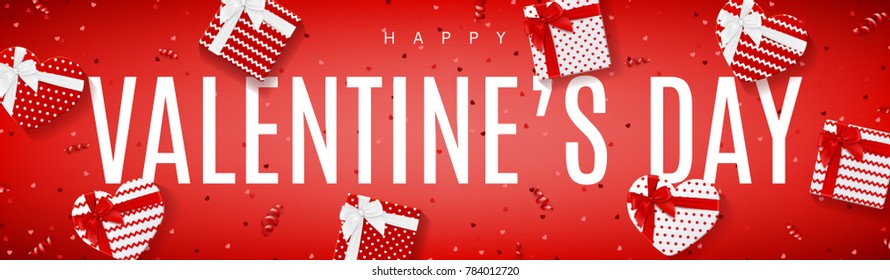 Festive Red Web Banner for Happy Valentine's Day