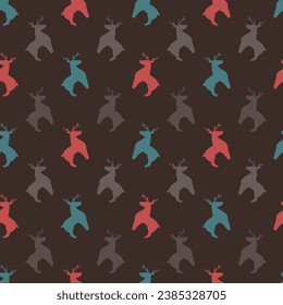 Festive Reindeer Parade Silhouette Vector Pattern can be use for background and apparel design