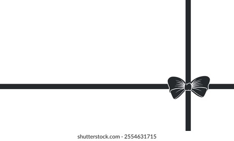 festive ribbon with a bow or butterfly in black without background