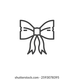 Festive Ribbon line icon. linear style sign for mobile concept and web design. A tied bow ribbon outline vector icon. Symbol, logo illustration. Vector graphics