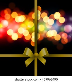 festive ribbon on bokeh background