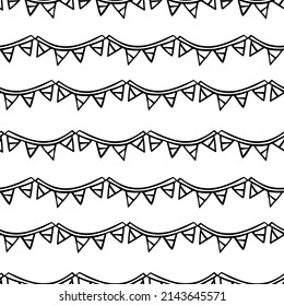 Festive ribbon seamless pattern doodle outline vector. Texture for background, label, print, holiday card, greeting card, packaging, merchandise, book, storefront, poster, fabric, wrapping, textile.
