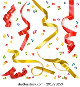 Festive Ribbon, Set Of Vector Elements Isolated