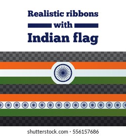 Festive ribbons to the Republic Day of India.Vector template on transparent background.