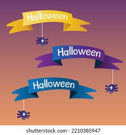 Festive ribbons and theme of Halloween. The letering on the ribbons. Suitable for web and print, holiday mailing.