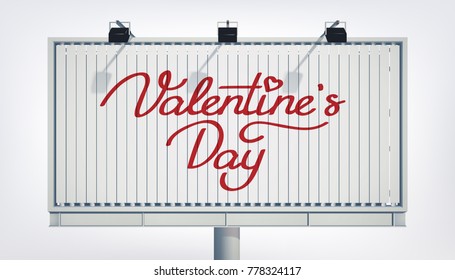 Festive romantic greeting horizontal billboard template with elegant calligraphic red inscription vector illustration