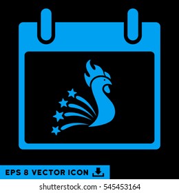 Festive Rooster Calendar Day icon. Vector EPS illustration style is flat iconic symbol, blue color.