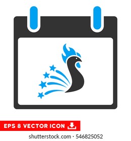 Festive Rooster Calendar Day icon. Vector EPS illustration style is flat iconic bicolor symbol, blue and gray colors.