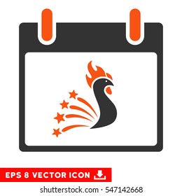 Festive Rooster Calendar Day icon. Vector EPS illustration style is flat iconic bicolor symbol, orange and gray colors.