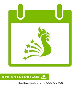 Festive Rooster Calendar Day icon. Vector EPS illustration style is flat iconic symbol, eco green color.