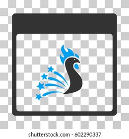 Festive Rooster Calendar Page icon. Vector illustration style is flat iconic bicolor symbol, blue and gray colors, transparent background. Designed for web and software interfaces.