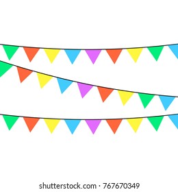 Festive rope. Flags on a rope of different colors