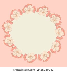 Festive round banner frame illustration with flowers