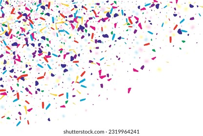 Festive Round Falling Vector White Background. Spectacular Transparent Dust Invitation. Intense Circle Top Texture. Cheerful Confetti Flying Pattern.