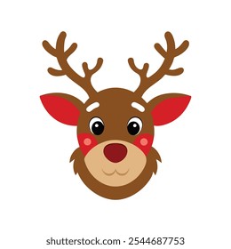 Diseño festivo de la cabeza del reno de Rudolph para la decoración de las Navidades