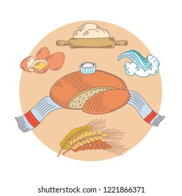 festive Russian bread, ingredients, wheat, eggs, water, salt, dough