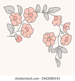 Festive Sakura isolated on white background. Oriental traditional, outline vector illustration. Japanese, Chinese, Korean  trendy design, Celebration Event Greeting card Party Invitation Poster Flyer