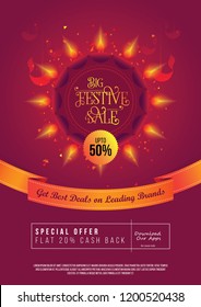 Festive Sale, Offer Poster Design Layout Template with 50% Discount Tag