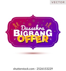 Festive sale offers shopping discount logo concept design with Indian festival background and Dussehra bigbang offer typography.