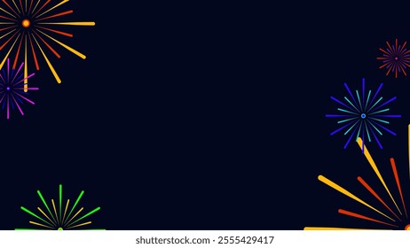 Festive salute colorful fireworks bursts background. Graphic element for New Year, Lunar, or invitation card. Vector elements illustration