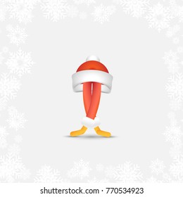 Festive Santa Ballet dancer. Abstract cartoon character for Christmas and new year in a red hat 